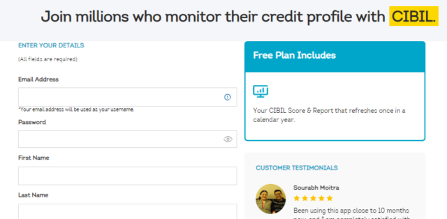 cibil check form 